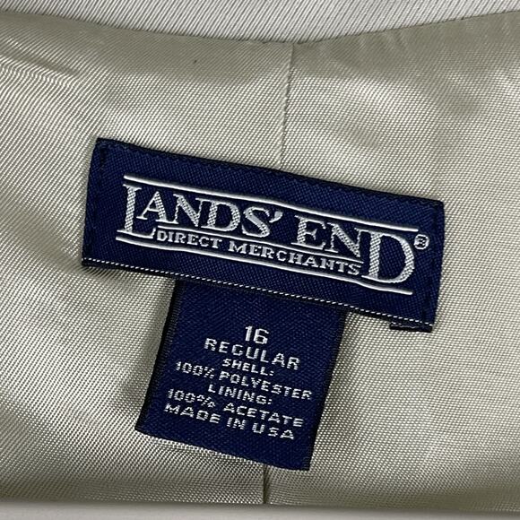 Vintage Lands End Jacket Womens 16 Beige Made In USA Minimal Classic Preppy - Picture 5 of 14